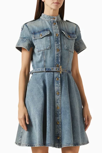 Belted Shirt Dress in Denim