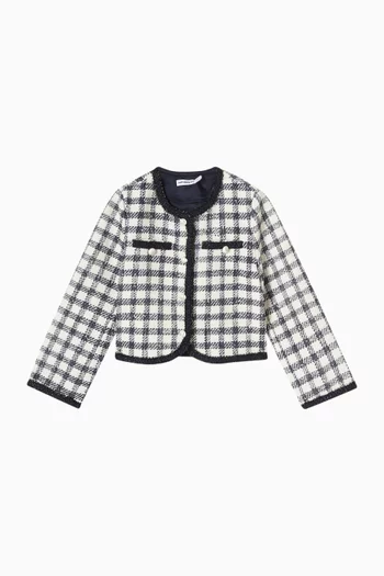 Check Boucle Jacket in Wool-blend