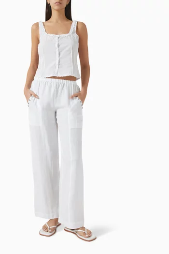 بنطال بجيوب مائلة كتان