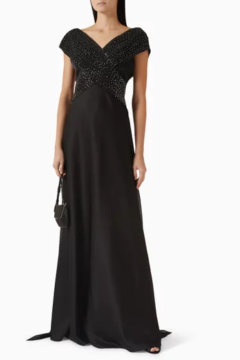 فستان سهرة كورديلاي ستان حريري وشيفون