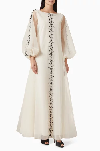 فستان تول مطرز