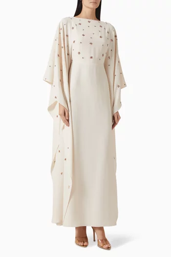 فستان بكاب مزين بتطريزات