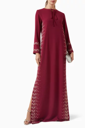 فستان برباط مزين بتطريزات