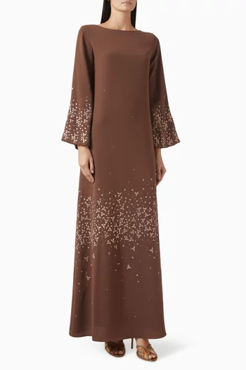 فستان بقصة شكل A وتطريزات