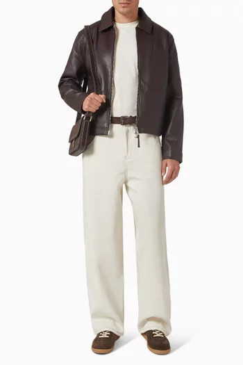 بنطال جينز لازار بقصة ساق واسعة تويل