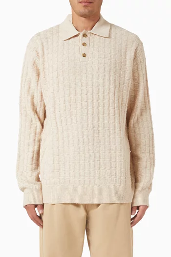 Gustav Squared Structure Polo Sweater in Wool-blend