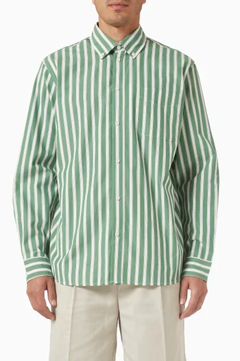 Kent Stripe Shirt in Cotton Poplin