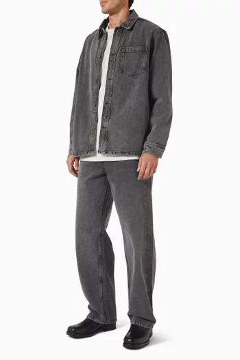 قميص لوان بنمط جاكيت بلون باهت دينم