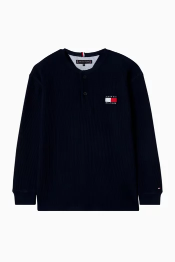 تي شيرت هنلي بنسيج متشابك