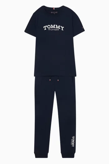 بنطال رياضي بطبعة شعار الماركة صوف قطني