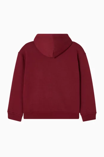 كنزة بغطاء رأس وطبعة الماركة مزيج قطن