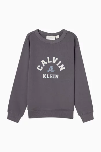 سويت شيرت بتصميم جامعي وشعار الماركة قطن تيري