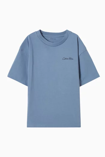 تي شيرت بطبعة شعار الماركة وكاميرا وصور قطن