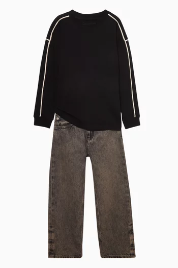 سويت شيرت بأشرطة بارزة قطن تيري