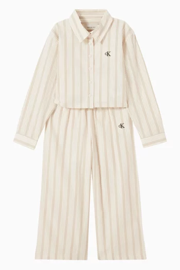 Boxy Cropped Striped Shirt