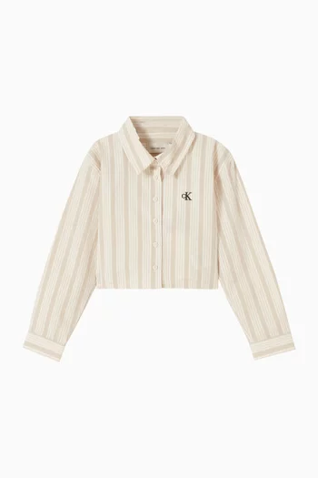 Boxy Cropped Striped Shirt