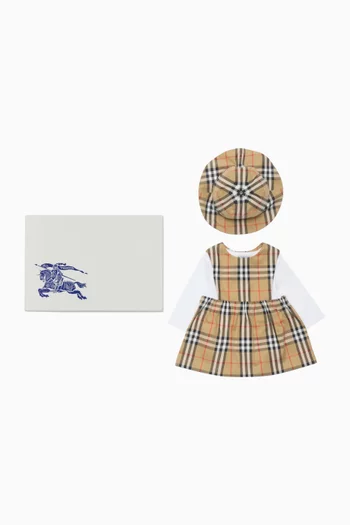 طقم هدايا بنقشة مربعات قطن