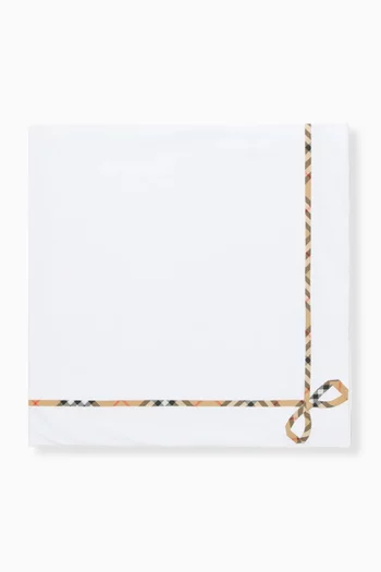 بطانية بحواف مزينة بنقشة مربعات قطن