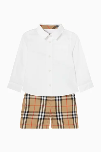 قميص أوين بشريط بنقشة مربعات 