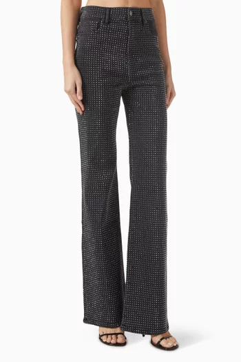 بنطال جينز كروسبي بقصة ساق واسعة وتطريزات بأحجار الراين دينم