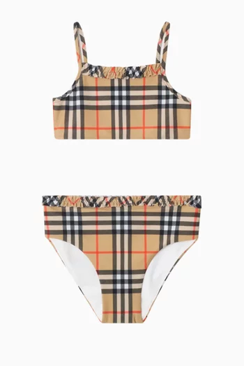 Ruffle Trim Check Bikini