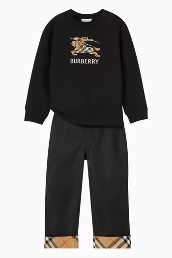 بنطال شيلدون بشريط بنقشة مربعات قطن تويل