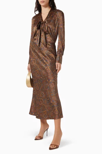 Clover Midi Skirt in Stretch-silk