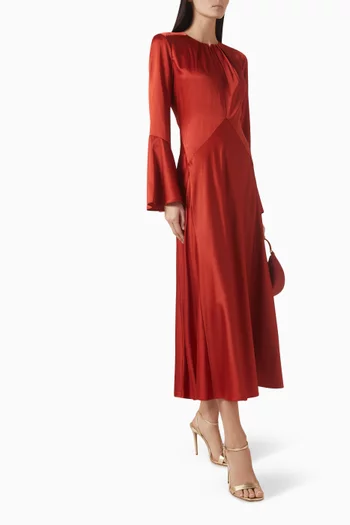 Ezri Midi Dress in Stretch Silk