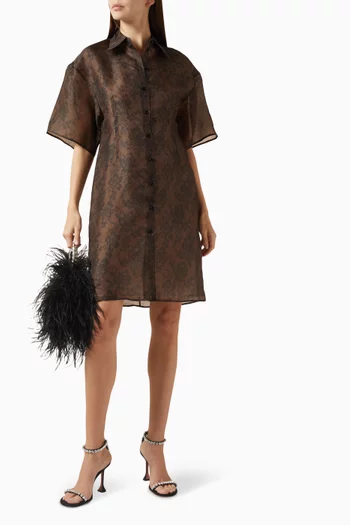 Lace-print Shirt Dress in Organza