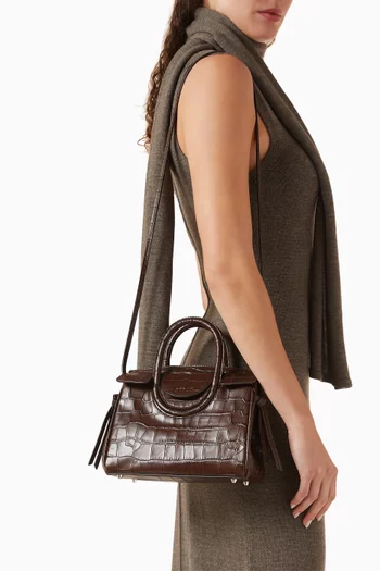 Mini Maude Carryall Bag in Croc-embossed Leather