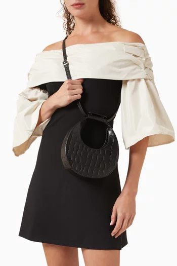 Mini Good Night Moon Bag in Croc-embossed Leather