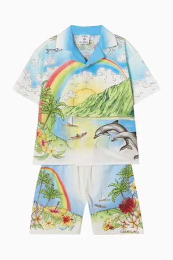 Aloha Printed Shorts in Cotton