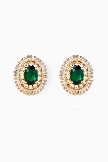 Crystal Stud Earrings in Gold-plated Brass