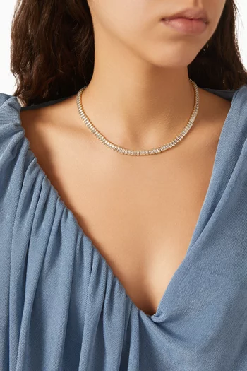 Crystal Chain Necklace in 18kt Gold-plated Brass