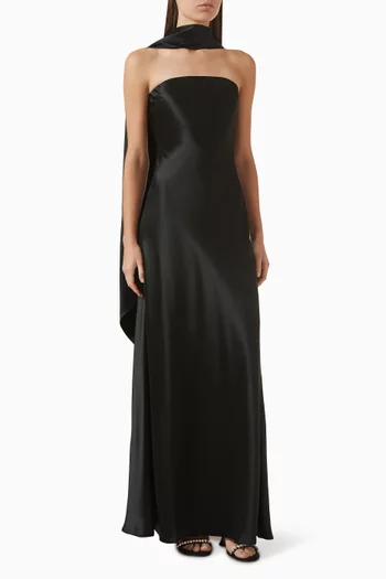 فستان سهرة ليليا بوشاح ستان