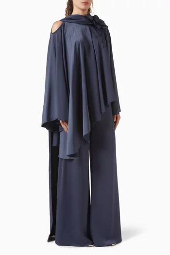 3D Floral-applique Top & Pants Set