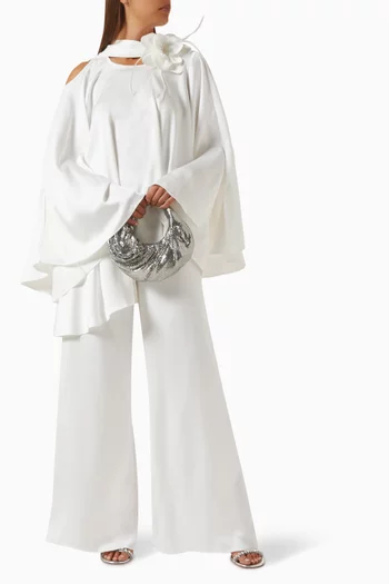 طقم بنطال وبلوزة بزهور بارزة