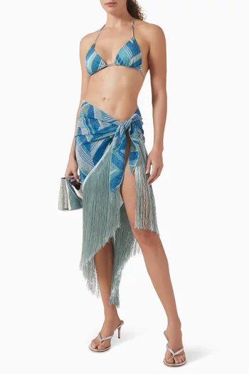 باريو بازتون بنقشة خطوط شيفرون متعرجة وشرّابات لوركس