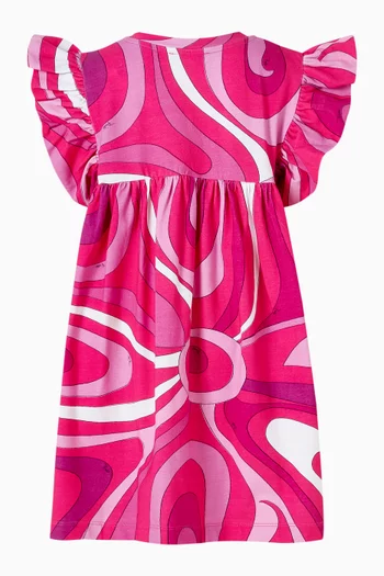 فستان جيرسيه بكشكش وطبعة