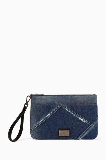 Patchwork Wristlet Bag in Denim