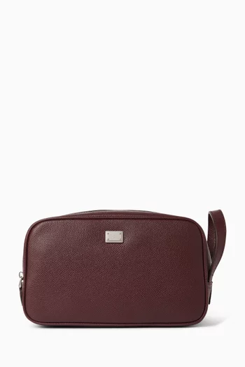 حقيبة صغيرة للسفر بحلية شعار الماركة جلد ألباين