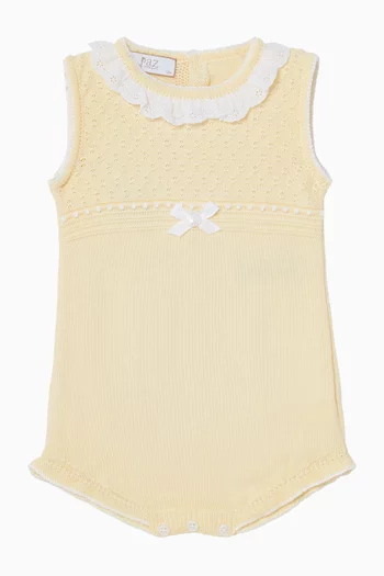 Ruffled-neck Romper in Cotton