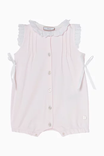 Interlock Ruffled Romper in Knit