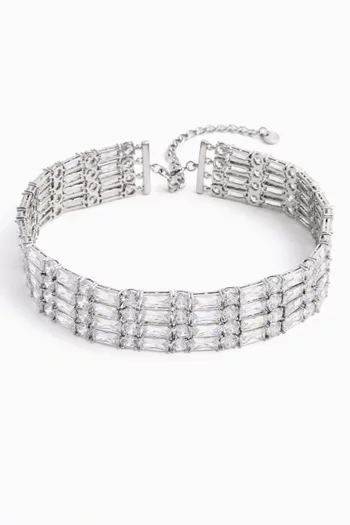 Crystal-embellished Choker in Silver-plated Brass