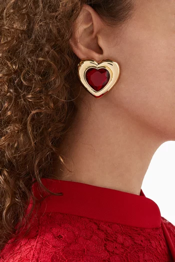 Heart Crystal Earrings in Gold-plated Brass