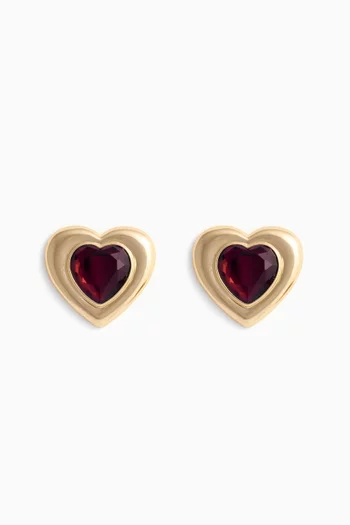 Heart Crystal Earrings in Gold-plated Brass