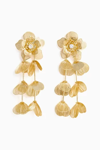 Flower Drop Earrings in Gold-plated Brass