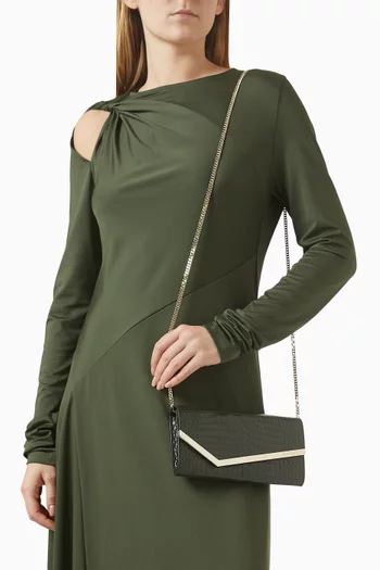 Emmie Clutch in Croc-embossed Leather