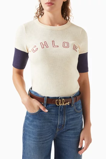 حزام بشعار الماركة جلد