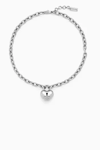 قلادة بدلاية قلب بتصميم قفل منفوخ نحاس مطلي